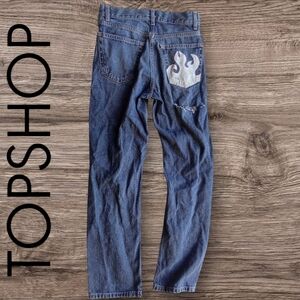 Custom White Flame Pocket TopShop Jeans
